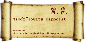 Mihálovits Hippolit névjegykártya